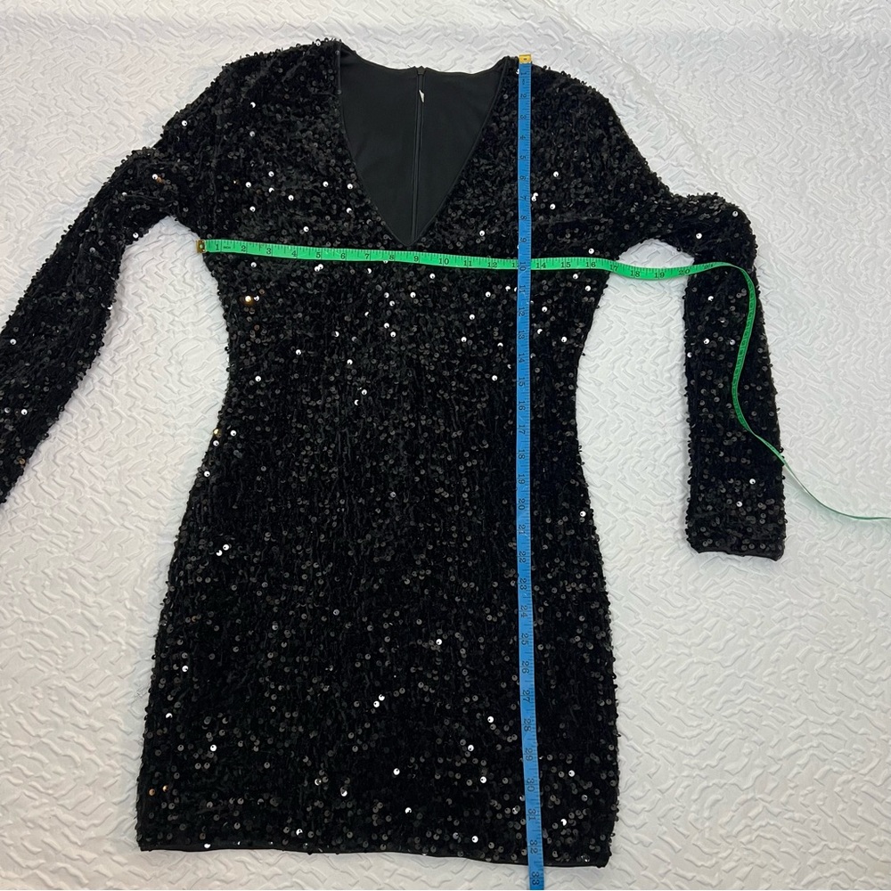Sequin Hourglass Mini Dress Black M Women’s - Picture 9 of 9
